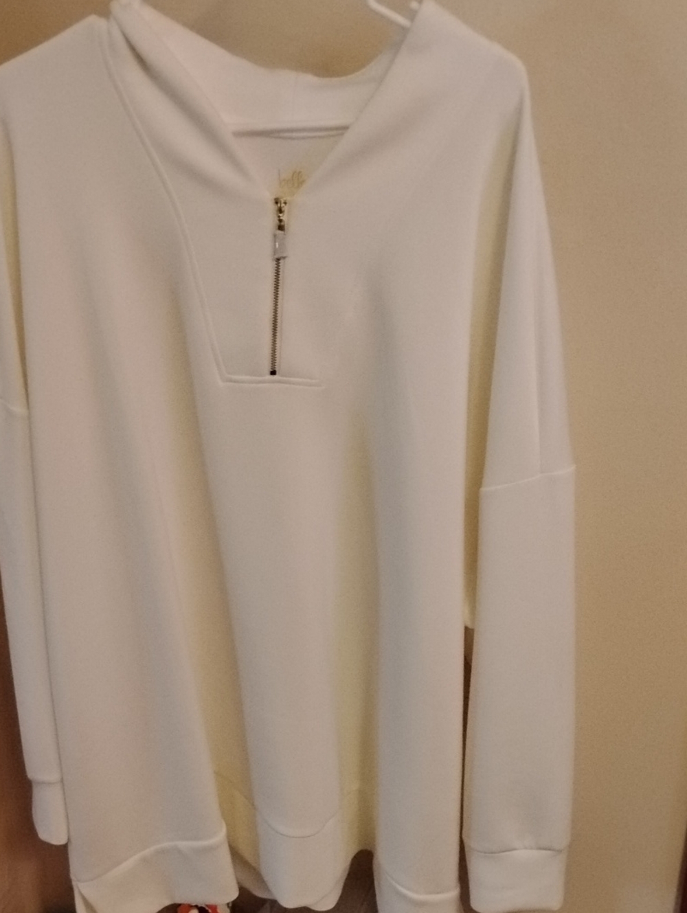Cream Half-Zip Hoodie Sweatshirt